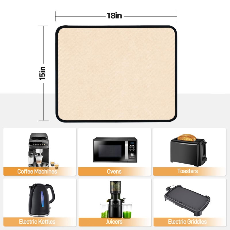 Amerbro Heat Resistant Mats for Countertop - Fireproof 15x18 in Heat Resistant Mats for Air Fryer - Kitchen Countertop Protector for Air Fryer, Coffee Maker, Stand Mixer, Toaster, Oven 2PCS - Khaki - Image 4