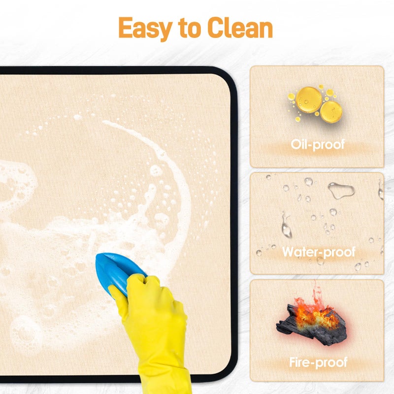 Amerbro Heat Resistant Mats for Countertop - Fireproof 15x18 in Heat Resistant Mats for Air Fryer - Kitchen Countertop Protector for Air Fryer, Coffee Maker, Stand Mixer, Toaster, Oven 2PCS - Khaki - Image 5