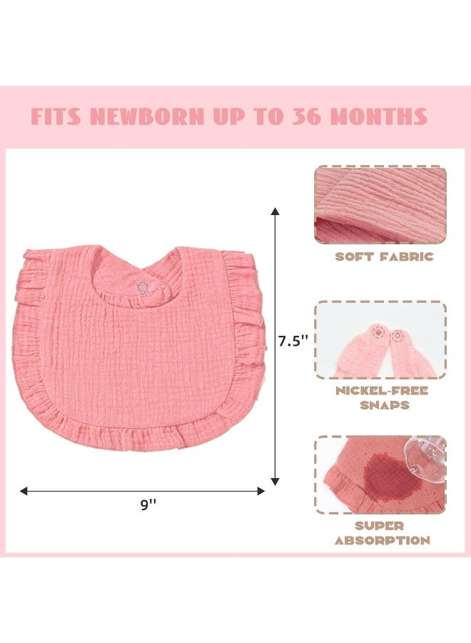duludulu Baby Muslin Bibs, Bandana Drool Bib for Girls, Adjustable 100% Cotton Soft Baby Bibs for Drooling and Teething Organic Solid Colors Lap-Shoulder - Image 3