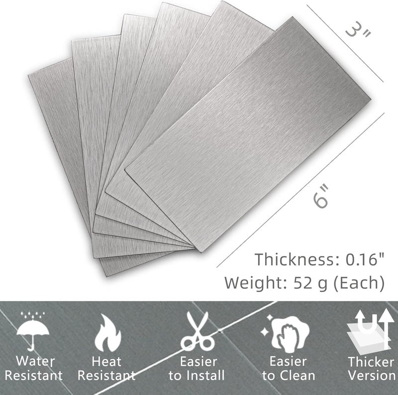 Crystiles 40-Pack 3"x6" Brushed Aluminum Peel and Stick Tile Backsplash Panels - Image 3