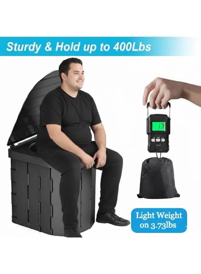 عام مرحاض محمول للتخييم، كرسي مرحاض للسفر للكبار، مقعد مرحاض قابل للطي للمشي لمسافات طويلة في الهواء الطلق، كرسي مرحاض للمرضى مع حقيبة مقاومة للماء وأغطية قمامة. - Image 4