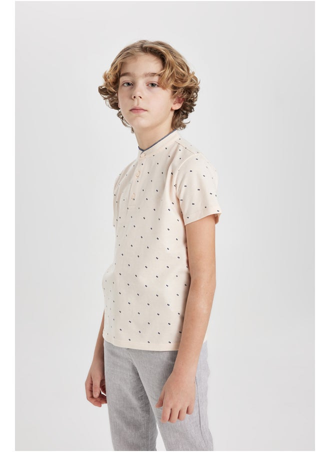 DeFacto - Boy Regular Fit Gadart Neck Knitted Short Sleeve Polo T-Shirt - Image 1