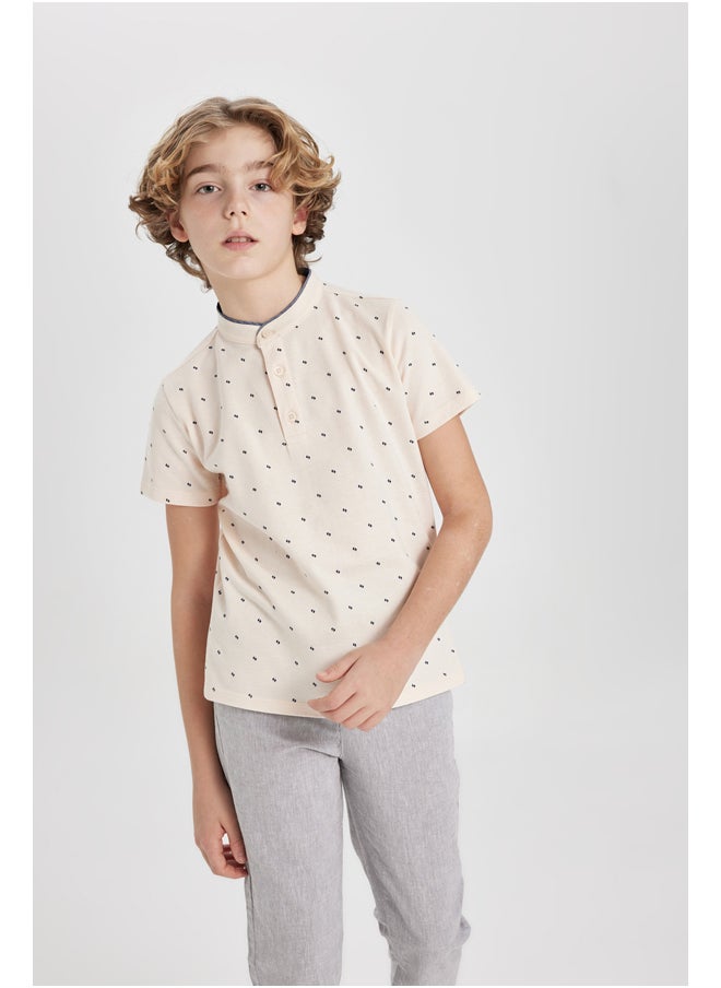 DeFacto - Boy Regular Fit Gadart Neck Knitted Short Sleeve Polo T-Shirt - Image 1