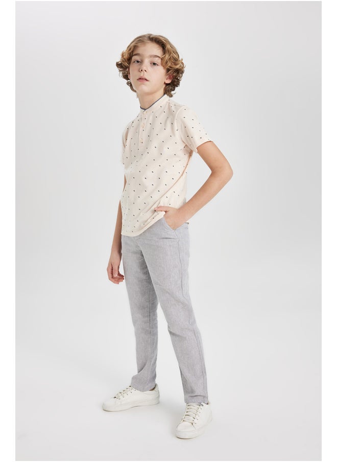 DeFacto - Boy Regular Fit Gadart Neck Knitted Short Sleeve Polo T-Shirt - Image 1