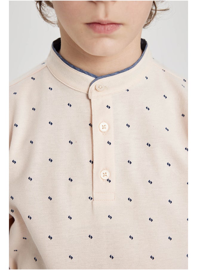 DeFacto - Boy Regular Fit Gadart Neck Knitted Short Sleeve Polo T-Shirt - Image 1