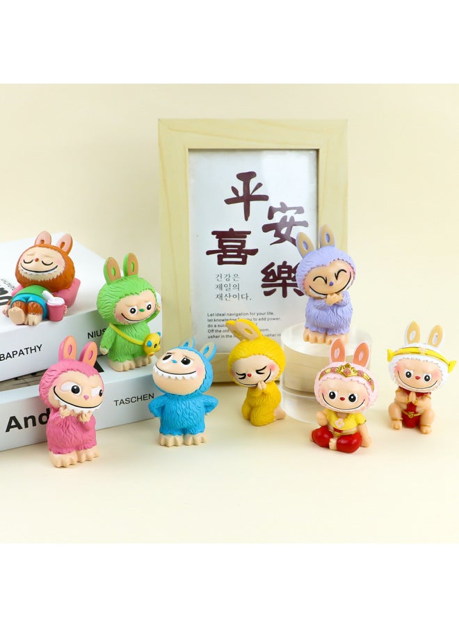 إسكدنيا لعبة لابوبو اليدوية، صندوق عشوائي يحتوي على دمى لطيفة، ماكينة دمى لابوبو، زينة يدوية للبيع بالجملة - اللون: 8 أنواع من قماش لابو (معبأة في أكياس) - Image 3