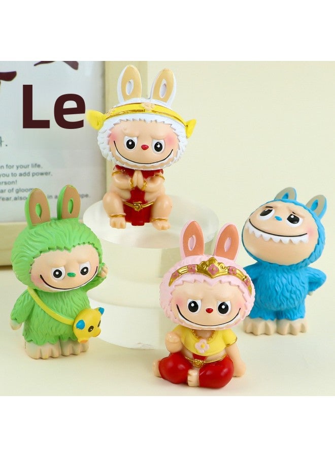 إسكدنيا لعبة لابوبو اليدوية، صندوق عشوائي يحتوي على دمى لطيفة، ماكينة دمى لابوبو، زينة يدوية للبيع بالجملة - اللون: 8 أنواع من قماش لابو (معبأة في أكياس) - Image 5