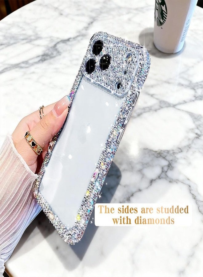 Cavdycidy جراب Cavdycidy المصمم والمتوافق مع iPhone 17 Pro Max، جراب شفاف لامع للنساء، جراب هاتف لامع لطيف مع حماية للكاميرا من أحجار الراين الماسية المتلألئة، غطاء صلب كريستالي مضاد للسقوط للفتيات - Image 3