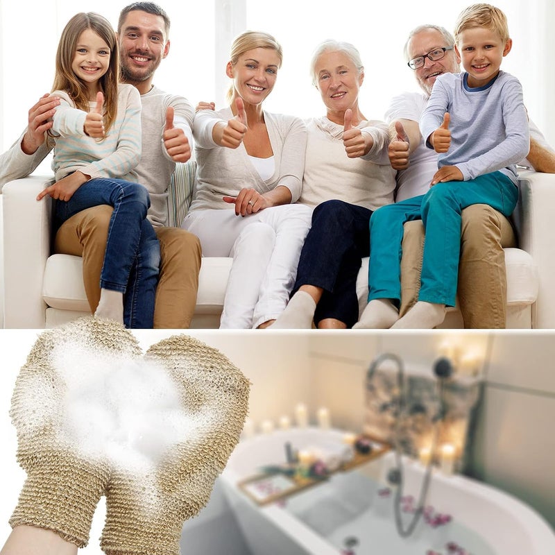 KASTWAVE Exfoliating Loofah Sponge Pads, Bath Mitt Loofah Shower Gloves, Natural Exfoliating Hemp Scrubbing Mitt Bath Sponge Shower Mitt for Women Men Scrubber Machine Washable Double Sided Available - Image 5