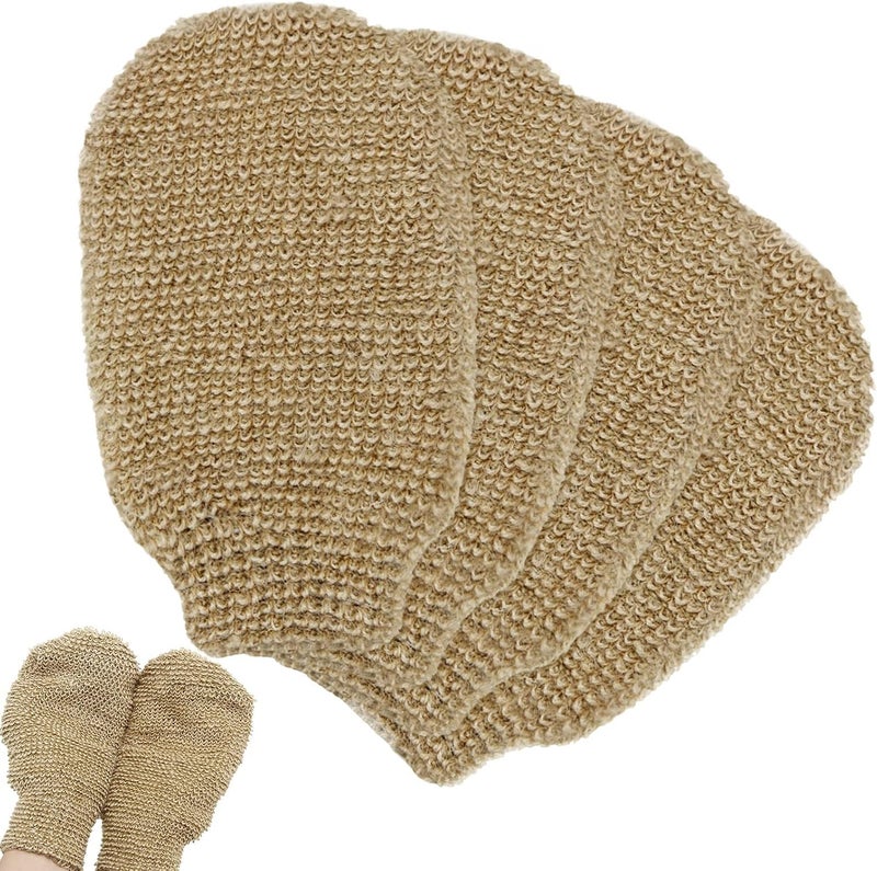 KASTWAVE Exfoliating Loofah Sponge Pads, Bath Mitt Loofah Shower Gloves, Natural Exfoliating Hemp Scrubbing Mitt Bath Sponge Shower Mitt for Women Men Scrubber Machine Washable Double Sided Available - Image 1