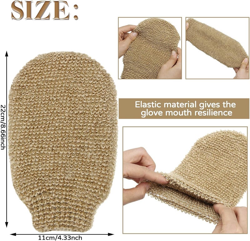 KASTWAVE Exfoliating Loofah Sponge Pads, Bath Mitt Loofah Shower Gloves, Natural Exfoliating Hemp Scrubbing Mitt Bath Sponge Shower Mitt for Women Men Scrubber Machine Washable Double Sided Available - Image 2