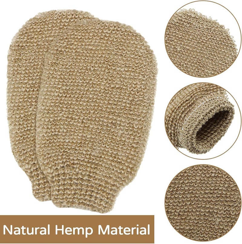 KASTWAVE Exfoliating Loofah Sponge Pads, Bath Mitt Loofah Shower Gloves, Natural Exfoliating Hemp Scrubbing Mitt Bath Sponge Shower Mitt for Women Men Scrubber Machine Washable Double Sided Available - Image 4