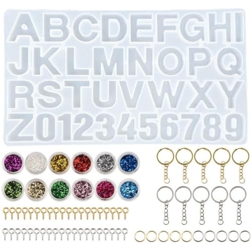 SUNKOOL Reversed Silicone Number Alphabet Resin Molds,Letter Molds for Resin Casting,Letter Jewelry Making DIY Craft Casting for Keychains and Pendants - Image 1