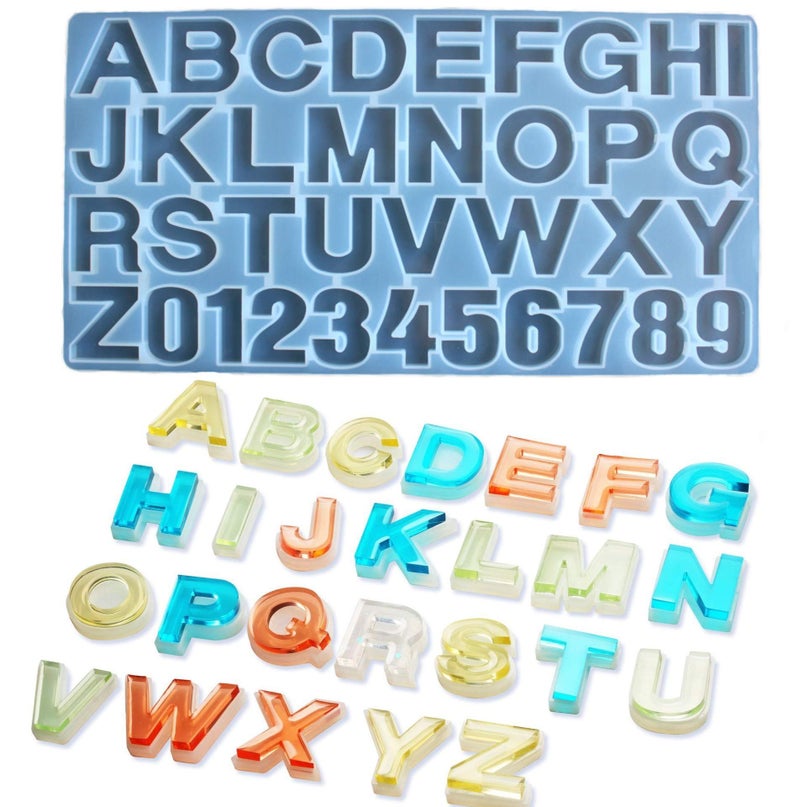 SUNKOOL Reversed Silicone Number Alphabet Resin Molds,Letter Molds for Resin Casting,Letter Jewelry Making DIY Craft Casting for Keychains and Pendants - Image 4