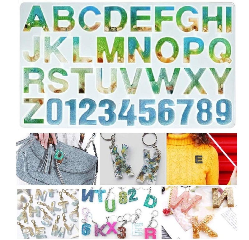 SUNKOOL Reversed Silicone Number Alphabet Resin Molds,Letter Molds for Resin Casting,Letter Jewelry Making DIY Craft Casting for Keychains and Pendants - Image 5