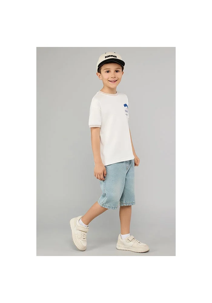 أر أند بي Washed Denim Shorts with Button Closure