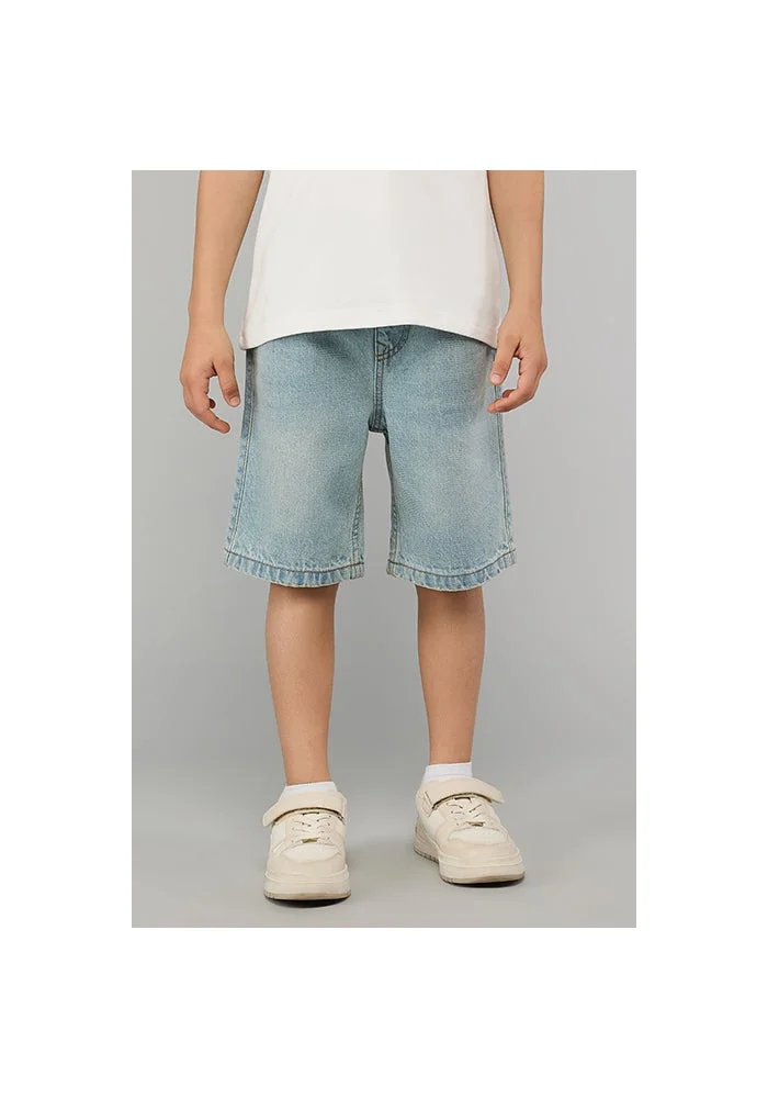 أر أند بي Washed Denim Shorts with Button Closure
