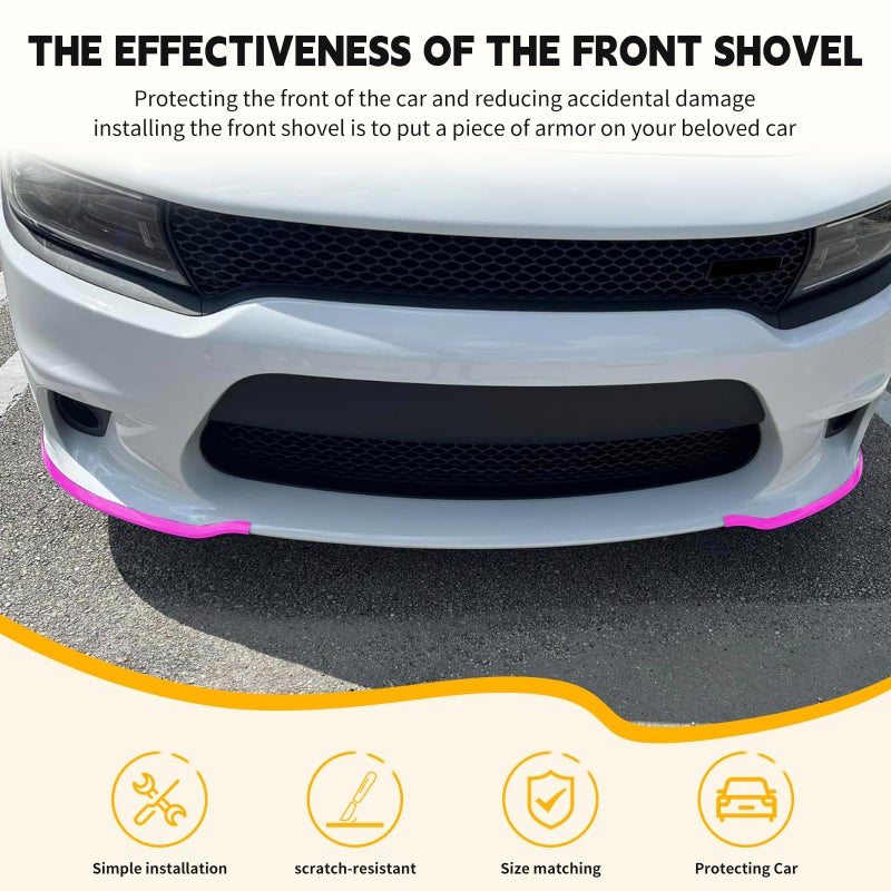 TENGBASE Front Bumper Lip Splitter Protector, Dodge Front Splitter Dedicated to 2015-2023 Dodge Charger SRT 392/Scat Pack/RT Scat Pack 2019-2023 Charger GT/RT (Pink) - Image 2