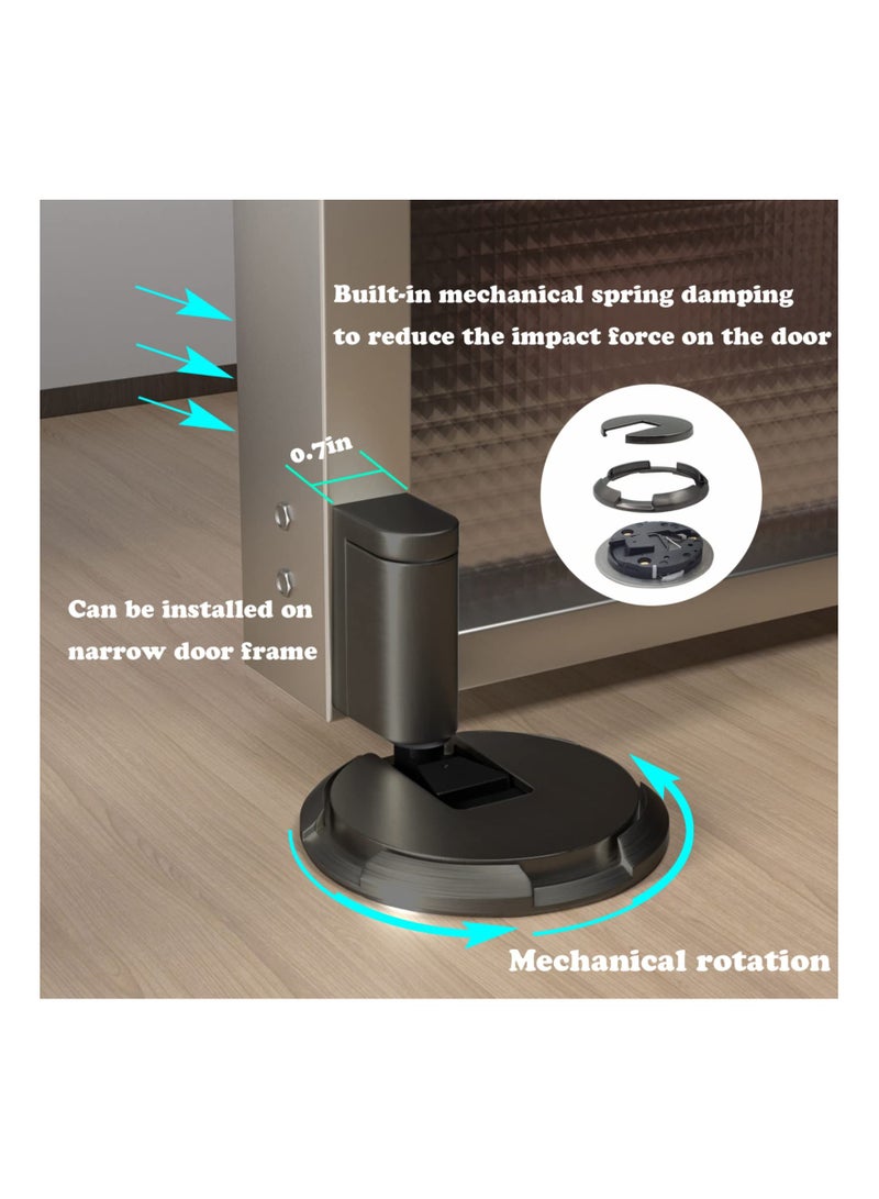 Mechanical Floor Door Stopper Heavy Duty Door Stop for Bottom of Door Strongest Windproof Door Holder to Keep Door Open Catch Nail Free or Screws No Magnetic Doorstop - Image 2