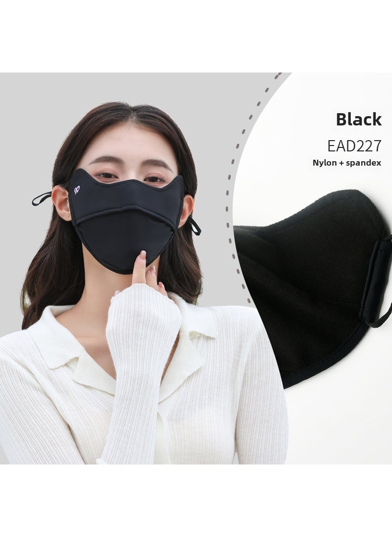 Generic - 2024 Nylon UPF100 Slimming UV Protection Cooling Face Mask 227# Black (Winter fleece-lined) - Image 1