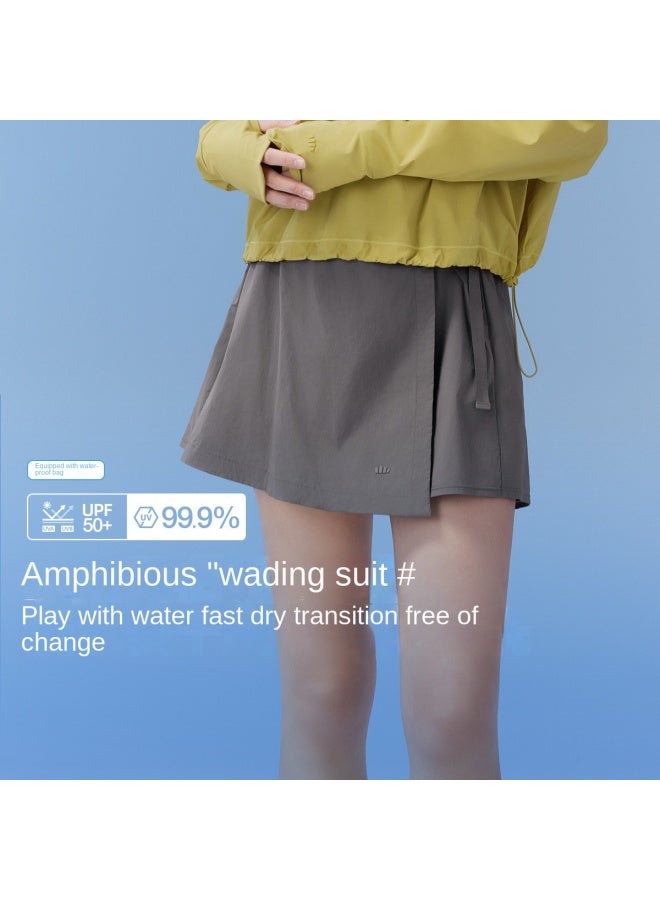 سمر 【أساسي صيفي】ملابس طاردة للماء واقية من الشمس، ملابس تنقل سريعة الجفاف للربيع والصيف، بناطيل تنورة شاطئية للعطلات للعب في الماء - Image 2