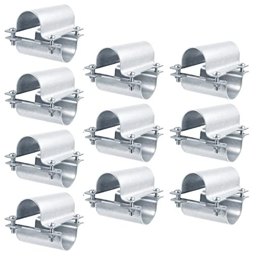 OTTFF 10 Set 1-3/8" Greenhouse Cross Grid Connector, Pipe Clamps for Chain Link Fence - Image 1
