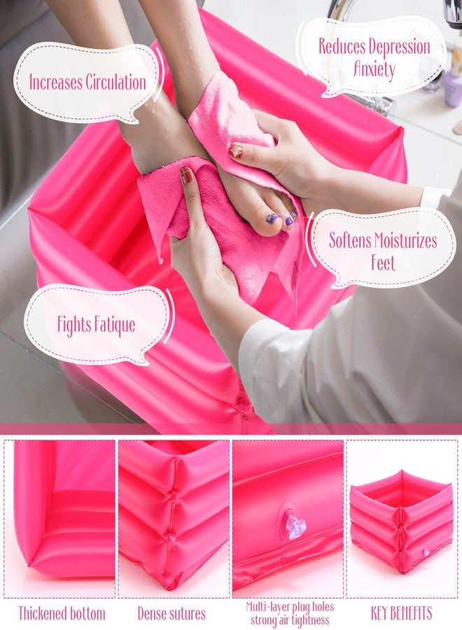 FillTouch 12 Pcs Foot Spa Kit for Girls Kids 12. 5 x 12. 5 x 8. 3 Inch Foot Care Bath and 12 x 28 Inch Hand Towels Washbasin Salon Towels for Spa Sleepover Party Supplies(Rose Red) - Image 4