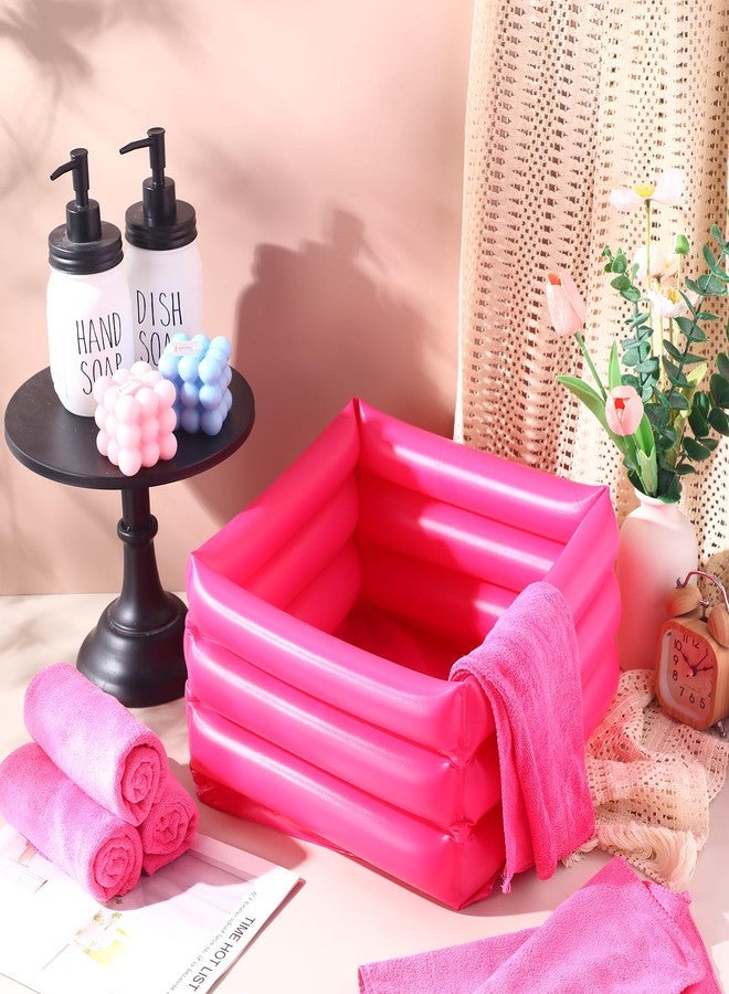 FillTouch 12 Pcs Foot Spa Kit for Girls Kids 12. 5 x 12. 5 x 8. 3 Inch Foot Care Bath and 12 x 28 Inch Hand Towels Washbasin Salon Towels for Spa Sleepover Party Supplies(Rose Red) - Image 5