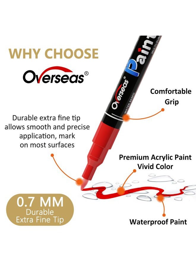 Overseas Gold Acrylic Paint Pens 2 Pack, 0.7mm Extra Fine Tip Permanent Markers, Water-Based, Waterproof, Non Toxic Paint Markers for Wood, Metal, Rock, Plastic, Glass, Canvas, Fabric, Plastic - Image 2