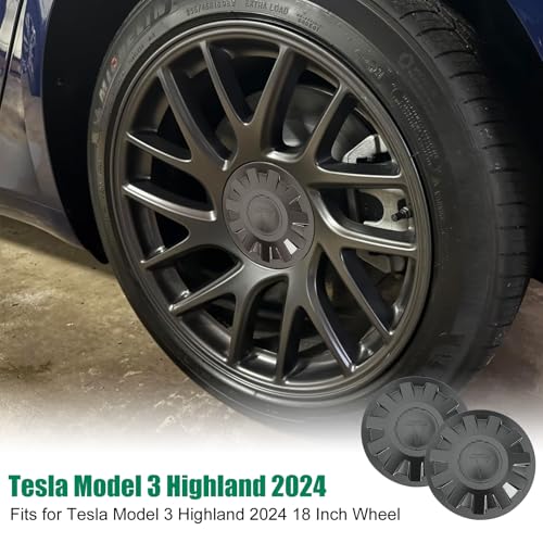ROCCS 4 Pack Wheel Center Cap for Model 3 2024 Highland Wheel Hub Cover Wheel Center Cap Kit Model 3 Center Replacement Exterior Accessories,Matte Black - Image 2