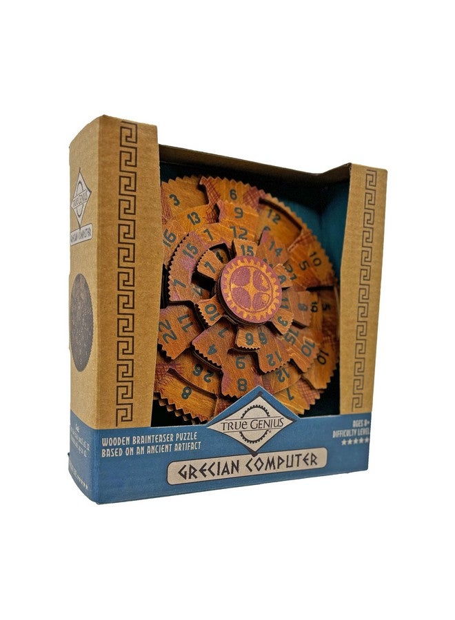 Project Genius Grecian Computer Mechanical Math Puzzle, Wooden Brainteaser Gift For History Buffs And Smart Kids, Teens, And Adults True Genius Series Inspired By The Ancient Antikythera Mechanism - Image 1
