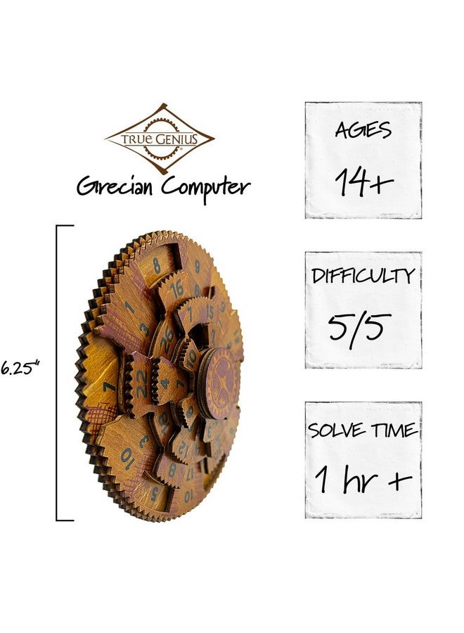 Project Genius Grecian Computer Mechanical Math Puzzle, Wooden Brainteaser Gift For History Buffs And Smart Kids, Teens, And Adults True Genius Series Inspired By The Ancient Antikythera Mechanism - Image 4