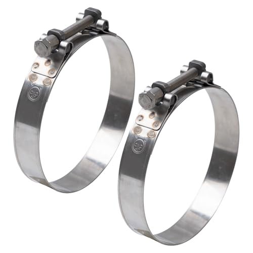 CHUN YUNG DA TT Heavy Duty Hose Clamps TBolt Clamp Fits 5Inch OD Silicone Hose Adjustable 122130mm 480510 304 Stainless Steel Solid TNuts and Wide Band 2 Pack - Image 1