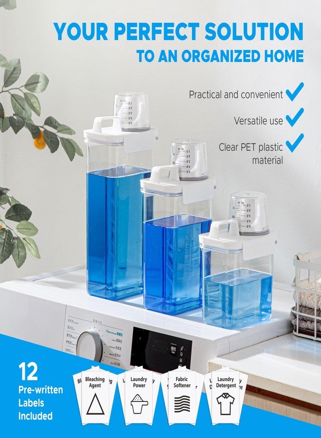 VUNDO [3 Pack] Liquid Laundry Detergent Dispenser For Laundry Room Organization And Storage, 78oz Large Capacity Laundry Soap Containers With 12 Removable Labels, BPA Free & PET Plastic Clear - Image 3