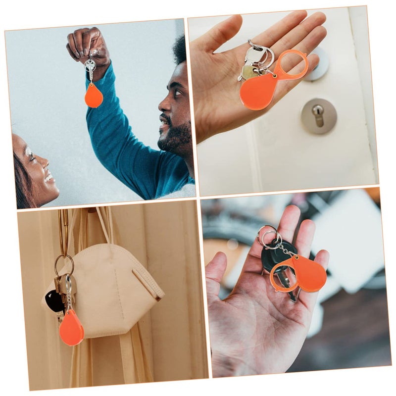 8 قطع مفتاح سلسلة عدسة مكبرة صغيرة قابلة للطي محمولة للقراءة لكبار السن - Image 3