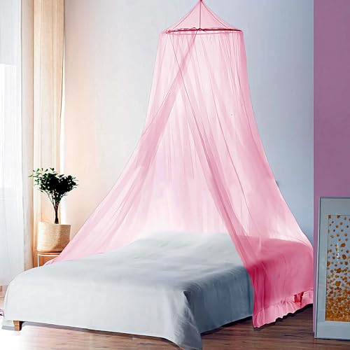 Eimilaly Bed Canopy Mosquito Net, Bed Canopy for Girls Room Decor - Insect Protection Hanging Canopy for Adults, Babies, Outdoor Camping, Pink/Single Door - Image 2