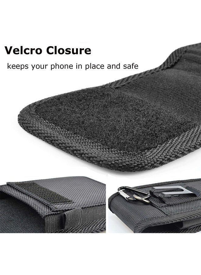 Updated Large Capacity Cell Phone Belt Holster,Phone Nylon Holster Case,Mobile Phone Pouch with Belt Loop,Heavy Duty Phone Cover with Belt Clip for 6.9-7.5 inch smartphones - Image 3