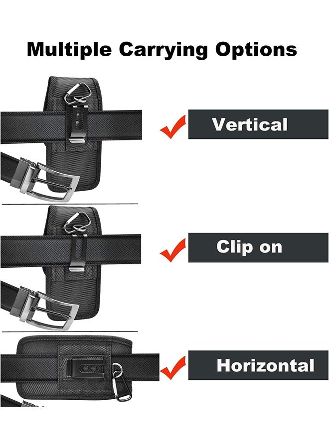 Updated Large Capacity Cell Phone Belt Holster,Phone Nylon Holster Case,Mobile Phone Pouch with Belt Loop,Heavy Duty Phone Cover with Belt Clip for 6.9-7.5 inch smartphones - Image 2