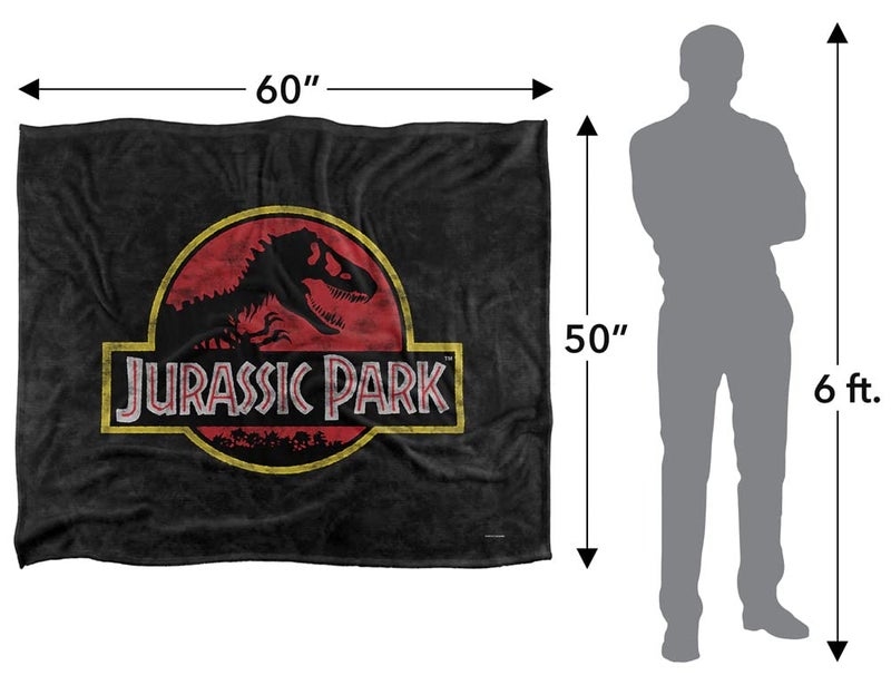 Trevco Jurassic Park Classic Logo Officially Licensed Silky Touch Super Soft Throw Blanket 50"" x 60""  - Image 5