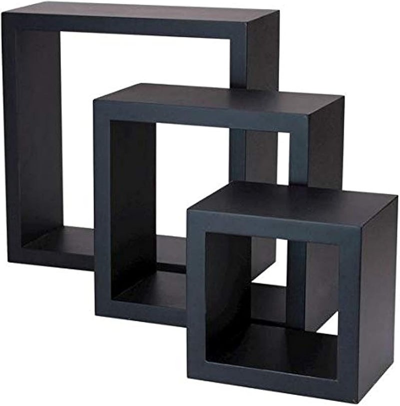 Spaceshoop Other 4-Shelf Rustic Wood Decorative Cubby Shelf - Black - Image 1