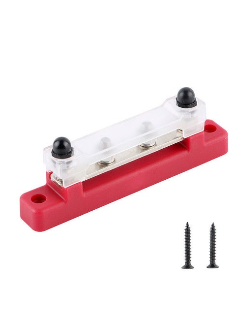 Bus Bar M6*4 Single-row Nylon Base BusBar Block with Cover Ground Power Distribution Red for Car  Boat Marine Caravan RV