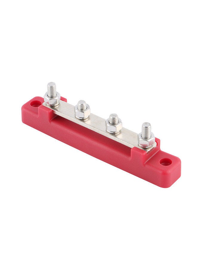 Bus Bar M6*4 Single-row Nylon Base BusBar Block with Cover Ground Power Distribution Red for Car  Boat Marine Caravan RV