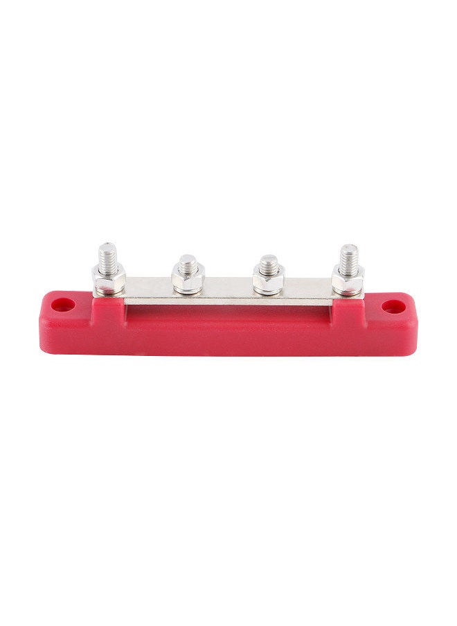 Bus Bar M6*4 Single-row Nylon Base BusBar Block with Cover Ground Power Distribution Red for Car  Boat Marine Caravan RV