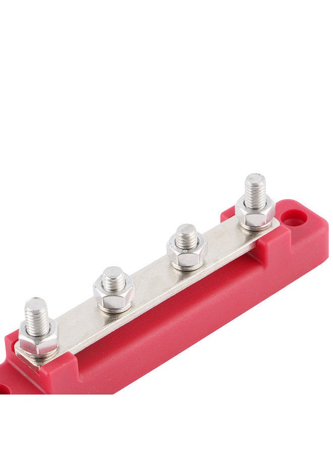 Bus Bar M6*4 Single-row Nylon Base BusBar Block with Cover Ground Power Distribution Red for Car  Boat Marine Caravan RV