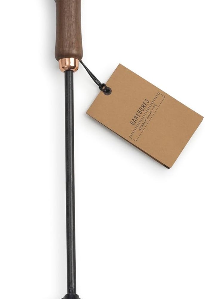 BareBones Stirrup Hand Hoe - Ergonomic Walnut Handle with Stainless Steel Blade - Image 1