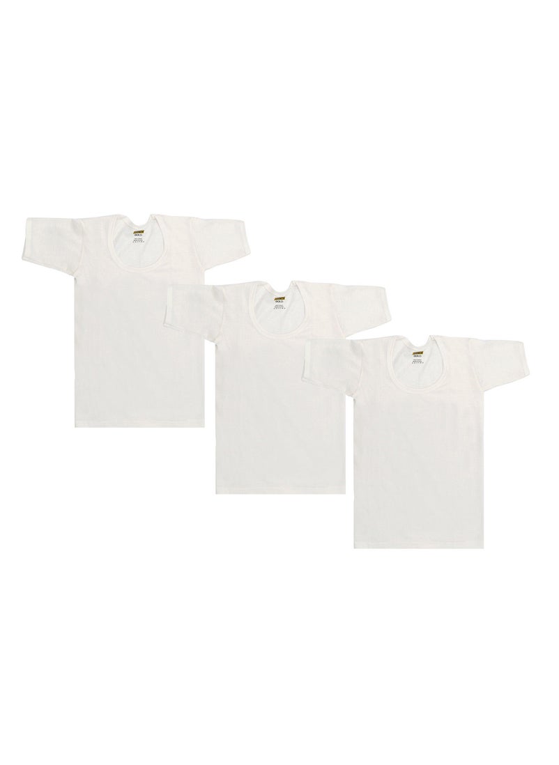 Eazy - EAZY Boys Cotton Undershirt Round Neck Vest T-Shirt Innerwear White 75cm (13-14 Yrs.) Pack of 3 - Image 1