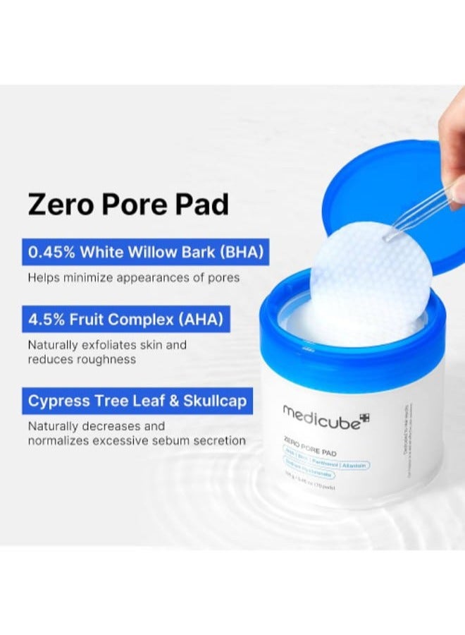 Medicube Zero Pore Pads 2.0, Dual-Textured Facial Toner Pads for Exfoliation and Pore Care with 4.5% AHA Lactic Acid & 0.45% BHA Salicylic Acid, Ideal for All Skin Types, Korean Skin Care  - Image 2
