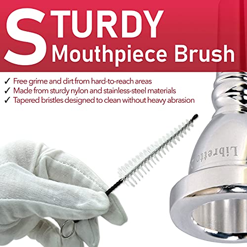 Libretto Low Brass ALL-INCLUSIVE Cleaning Kit with Instructions: Valve Oil + Slide Grease + Cleaning Cloth + Mouthpiece/Valve/Bore Brushes. A Great Gift for Tuba, Euphonium, Baritone, Sousaphone &More - Image 3