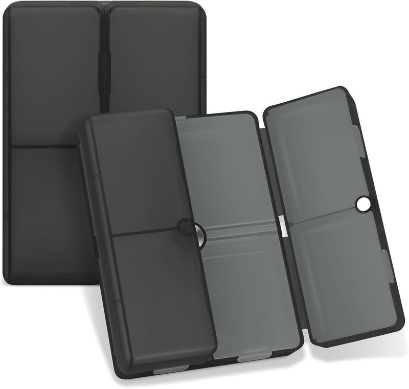 FYY Daily Pill Organizer, 7 Compartments Portable Pill Case Travel Pill Organizer,[Folding Design] Pill Box for Purse Pocket to Hold Vitamins,Cod Liver Oil,Supplements and Medication-Clear Black - Image 1