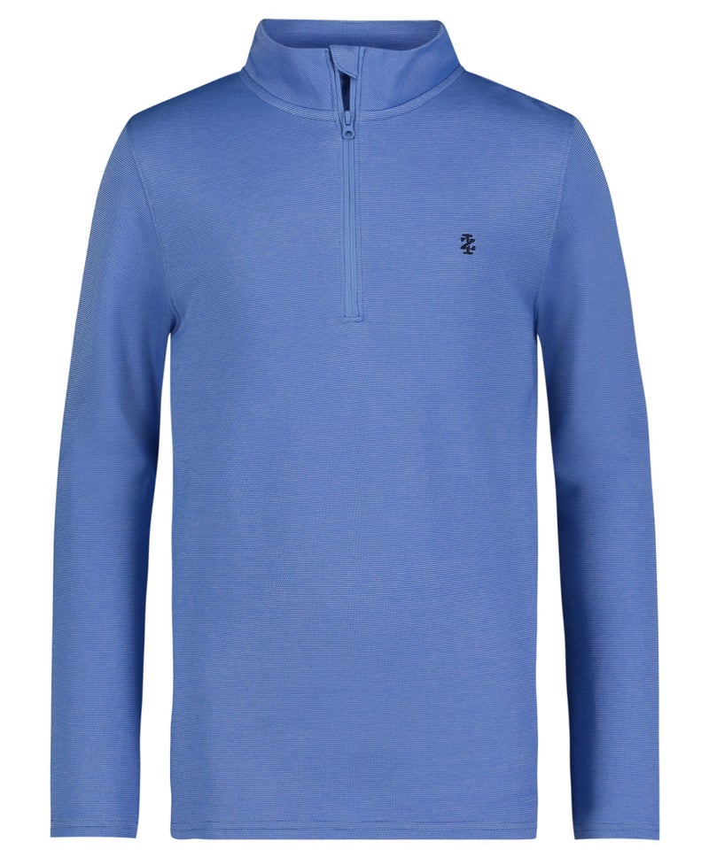 IZOD boys Long Sleeve Feeder Stripe Quarter Zip Pullover, Lightweight, Regatta, 10-12